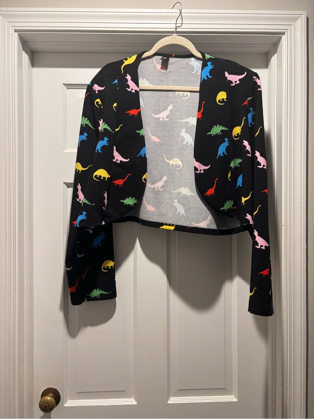 SHEIN Women’s Black Dino Print Bolero Jacket